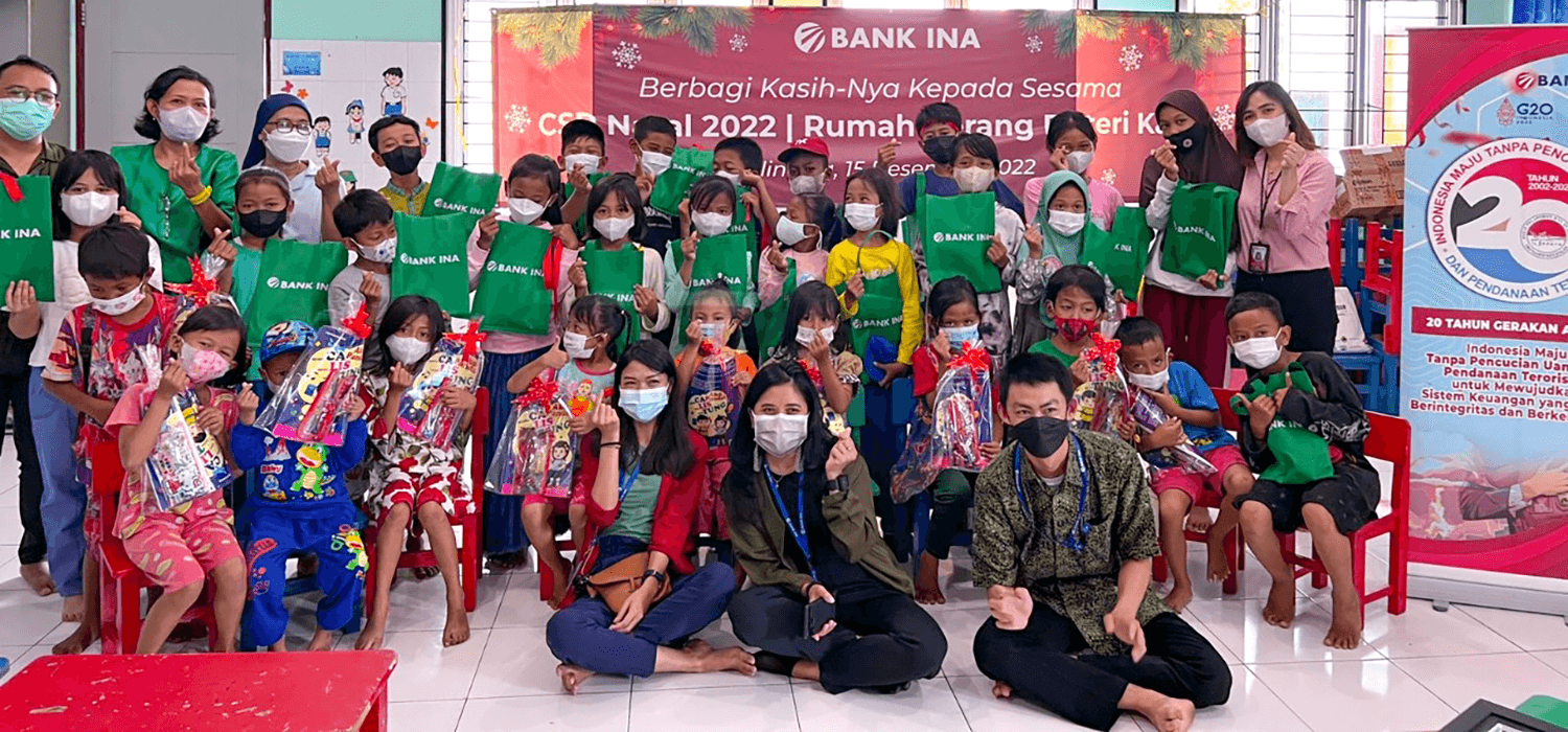 PT Bank Ina Perdana Tbk menggelar program CSR Natal Bank Ina Peduli di Yayasan Puteri Kasih “Rumah Kerang”